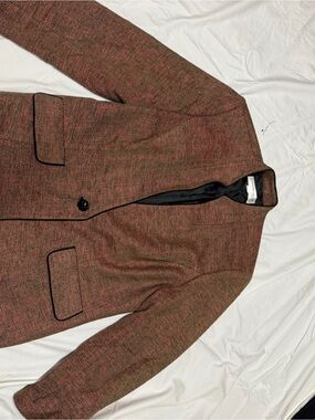Jones New York Pink and Brown Tweed Blazer with Black Trim